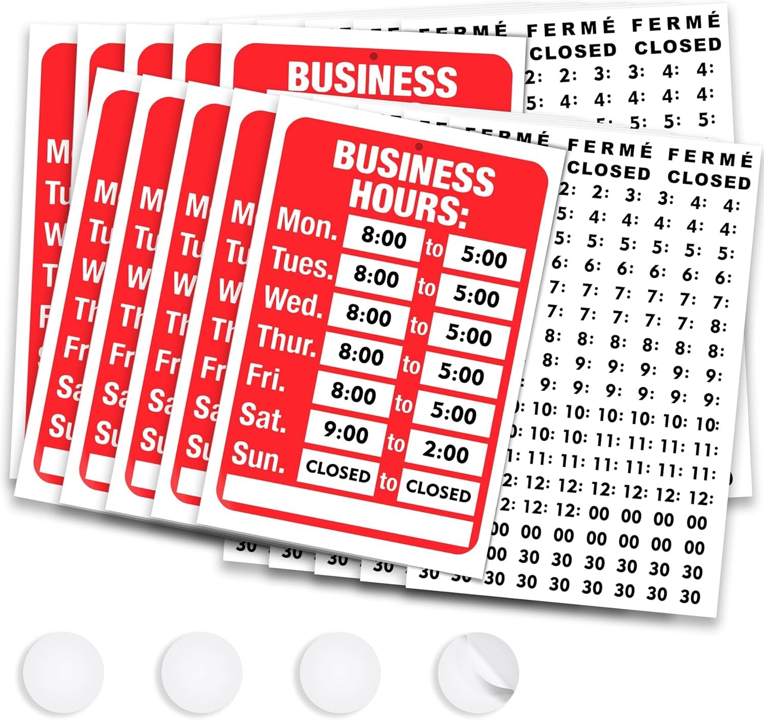 Professional Business Hours Sign – 10 Pack, 7.7 x 11.7 Inch