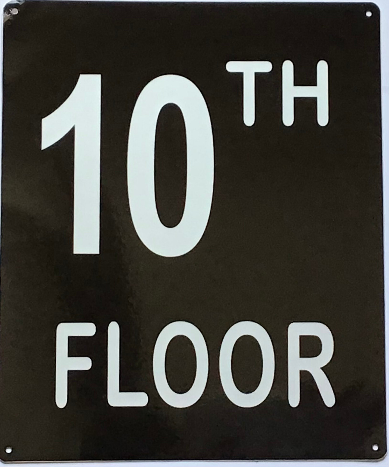 10TH FLOOR SIGN (10X12, Black Background, Aluminum)