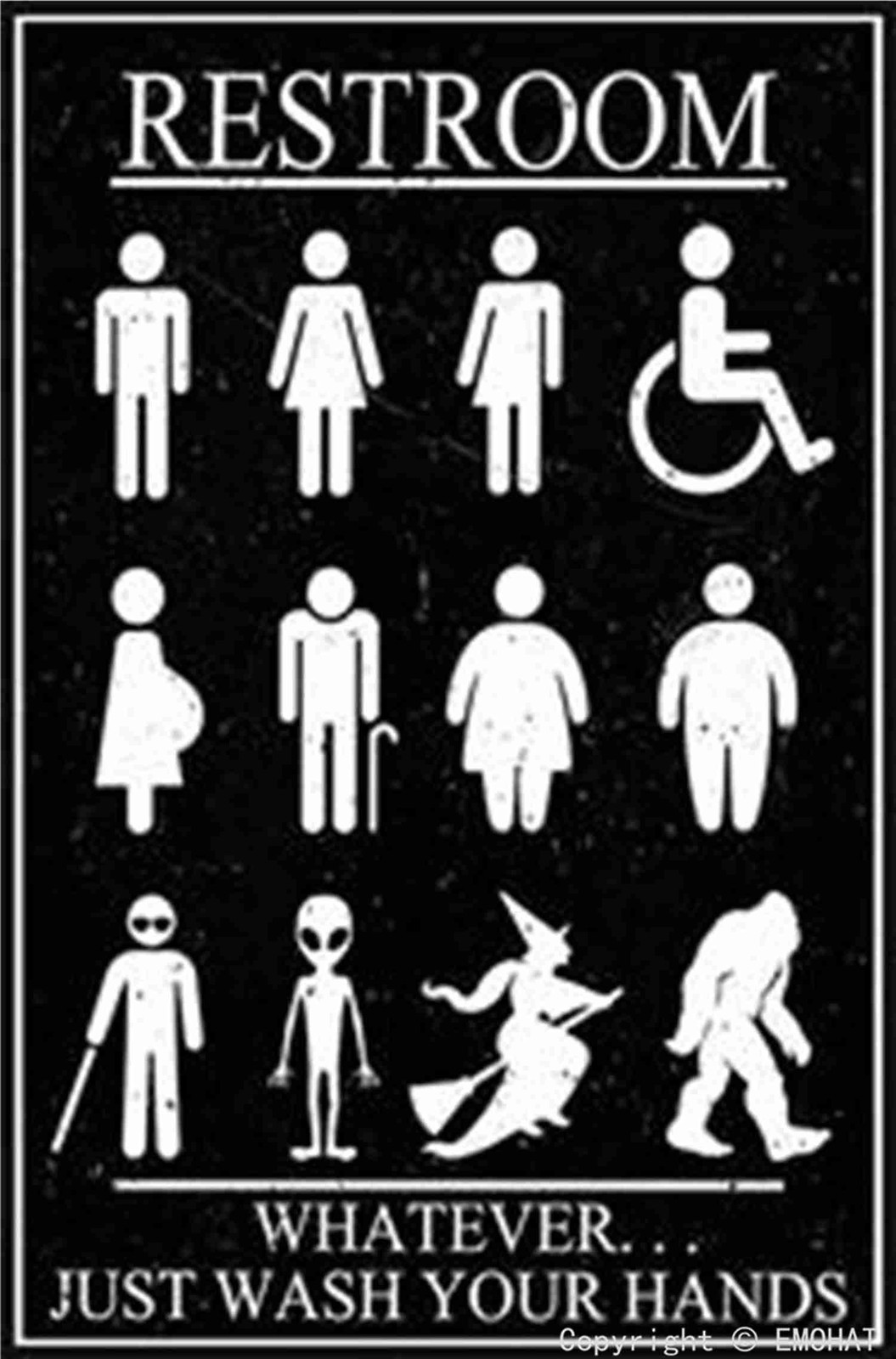 EMOHAT Funny Restroom Sign Whatever Just Wash Your Hands Style Funny Metal Do…