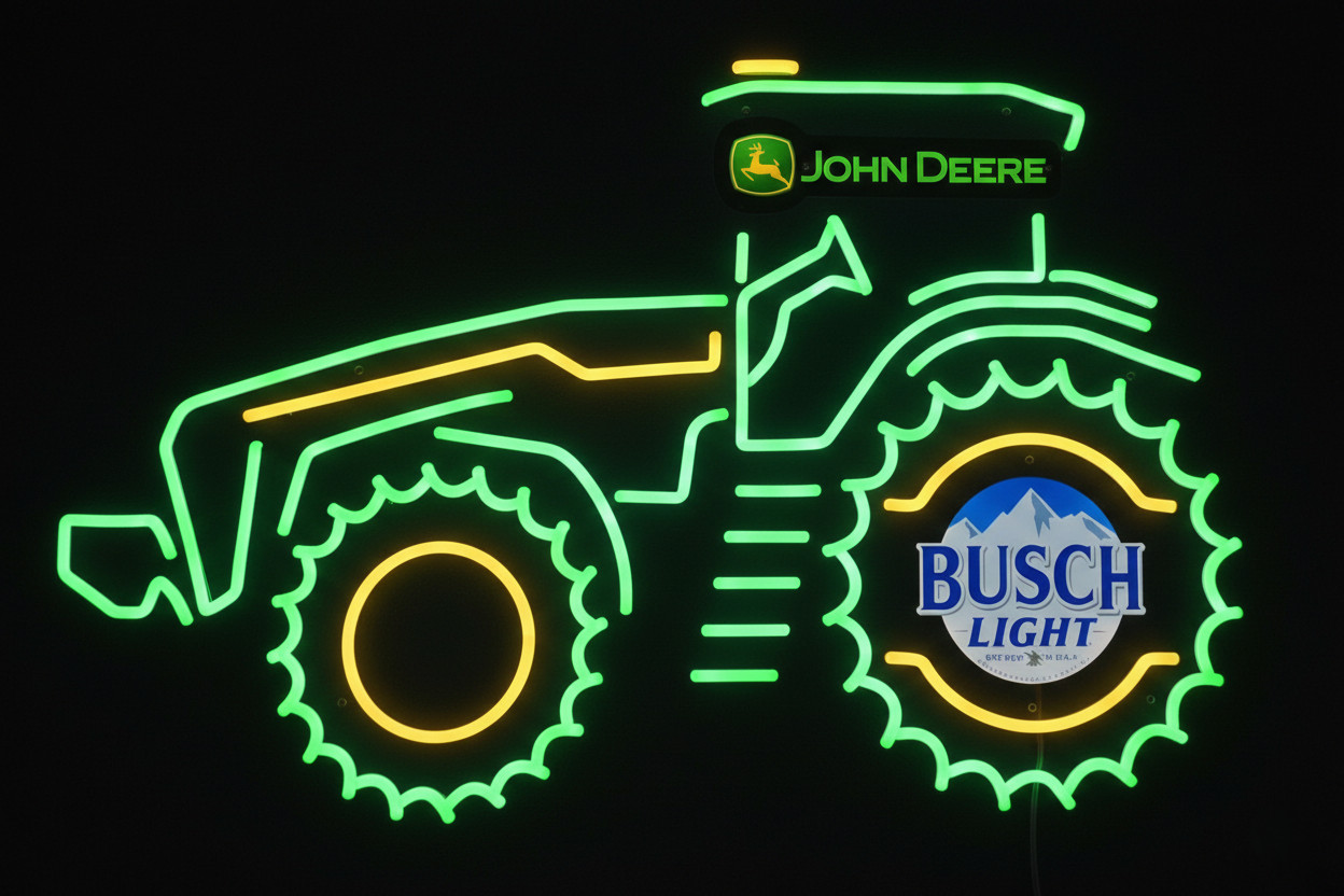John Deere Tractor LED Neon Sign Busch Light Garage Bar Wall Decor 31 X 21 Inc