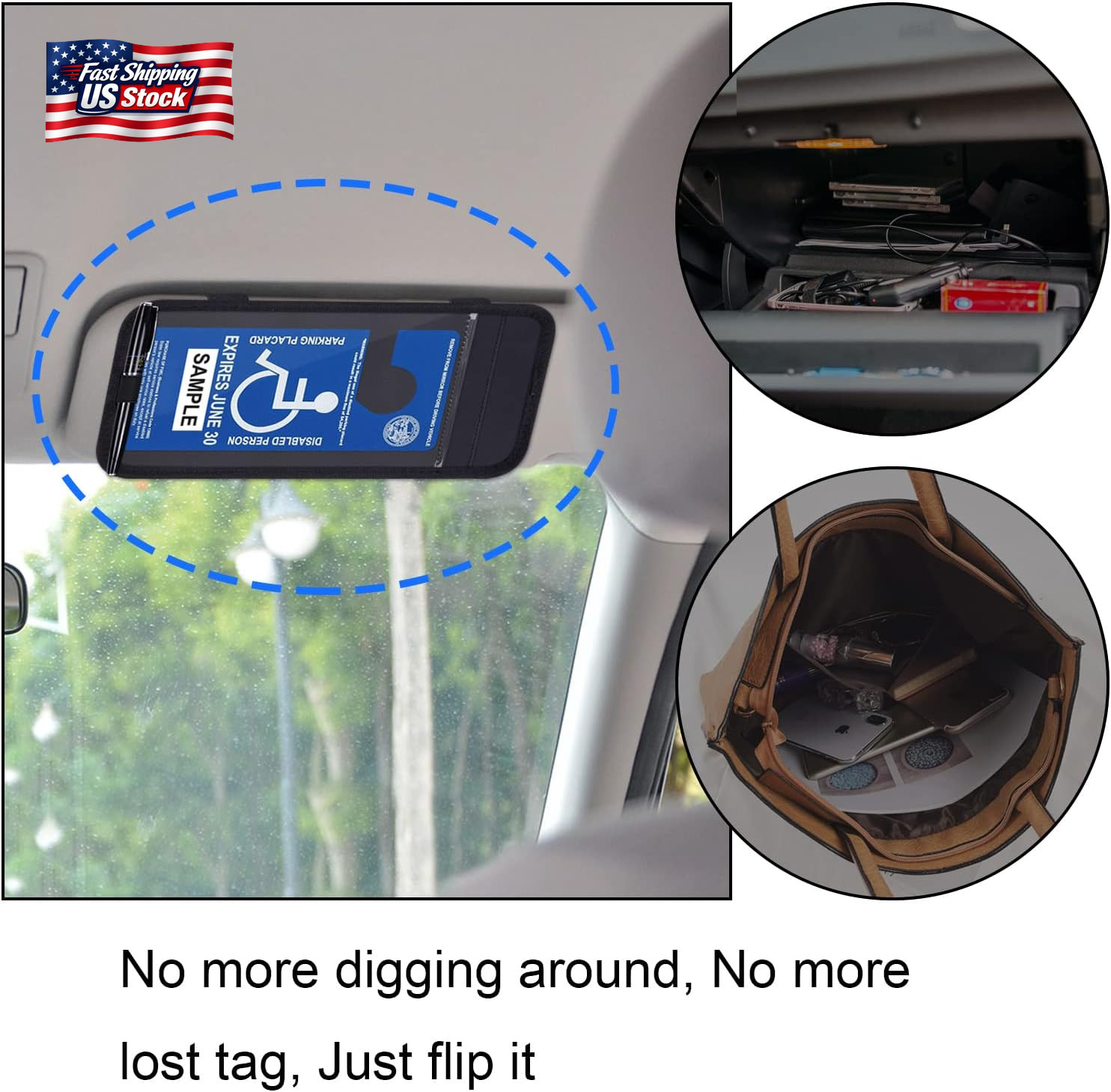 Handicap Placard Holder for Auto, Wisdompro Disabled Parking Permit Sign Protect