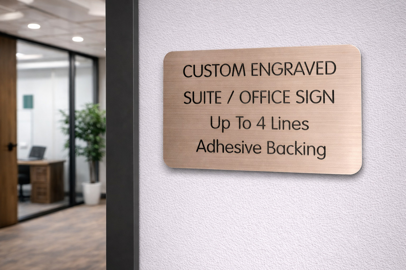 Custom Engraved Brushed Copper 4×6 Office Sign | Small Business Wall Door Plaque