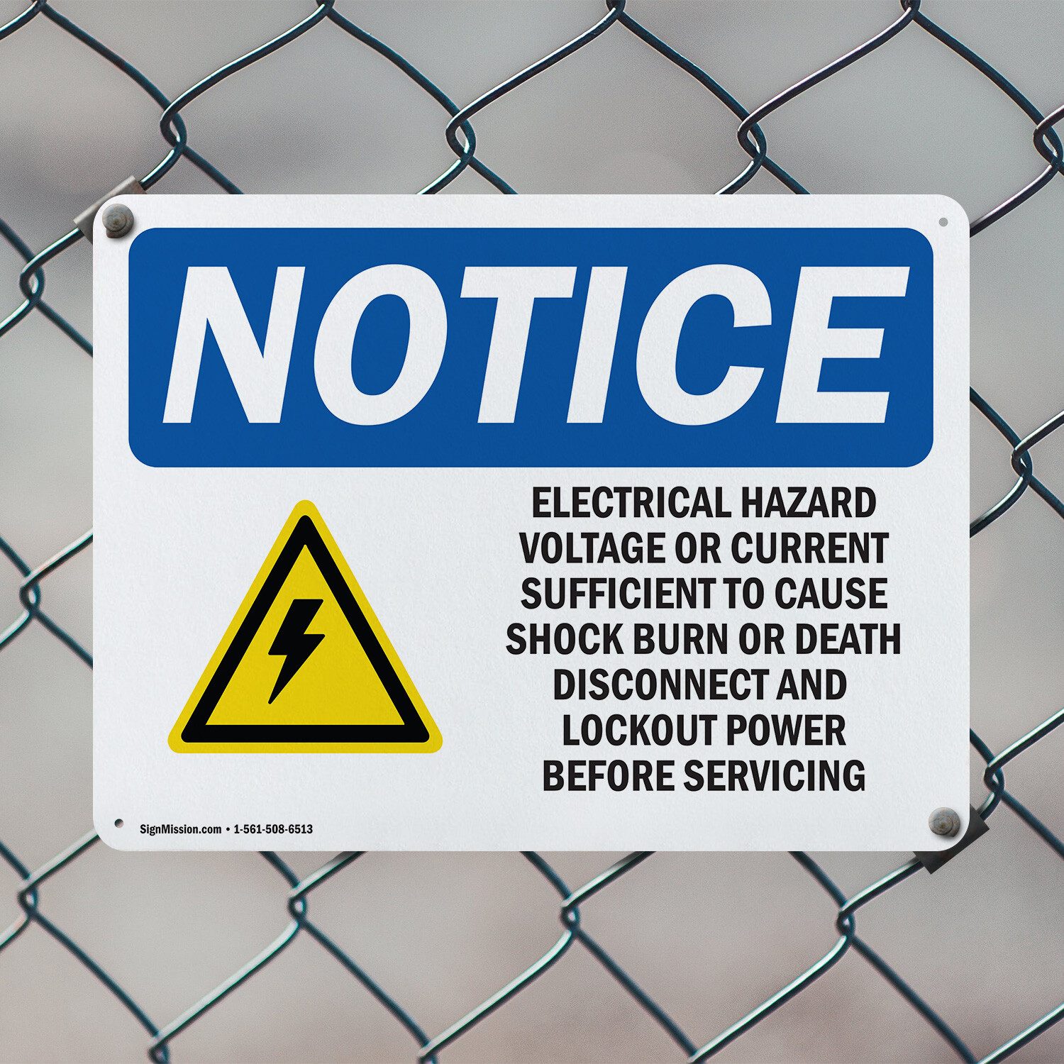 (2 Pack) Electrical Hazard Voltage Or OSHA Notice Sign Decal Metal Plastic