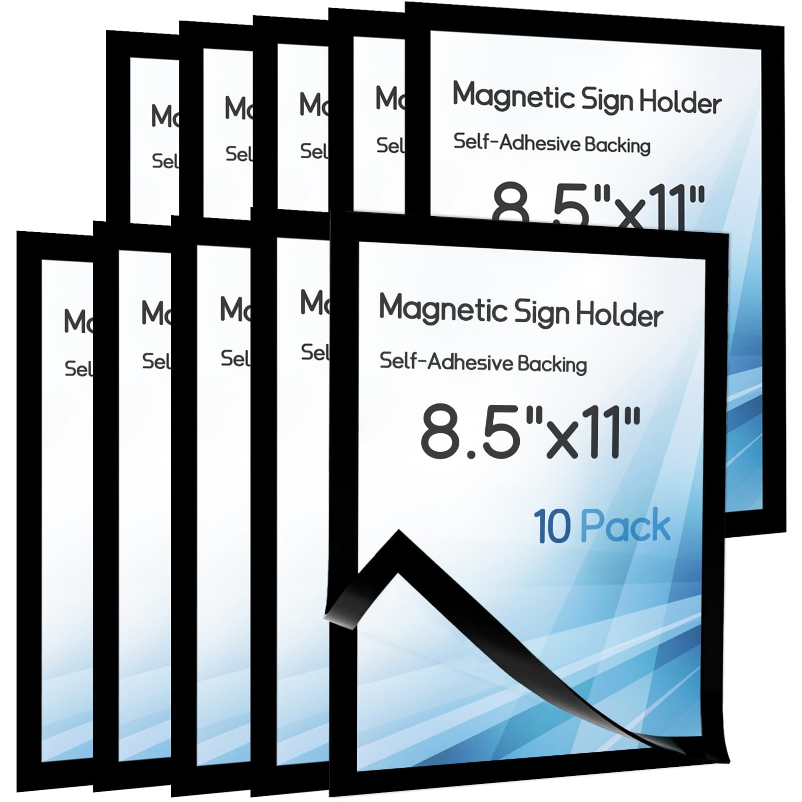 10 Pcs Magnetic Sign Holder 8 1/2&Prime; x 11&Prime; Self-Adhesive 8.5 x 11 inches, Clear