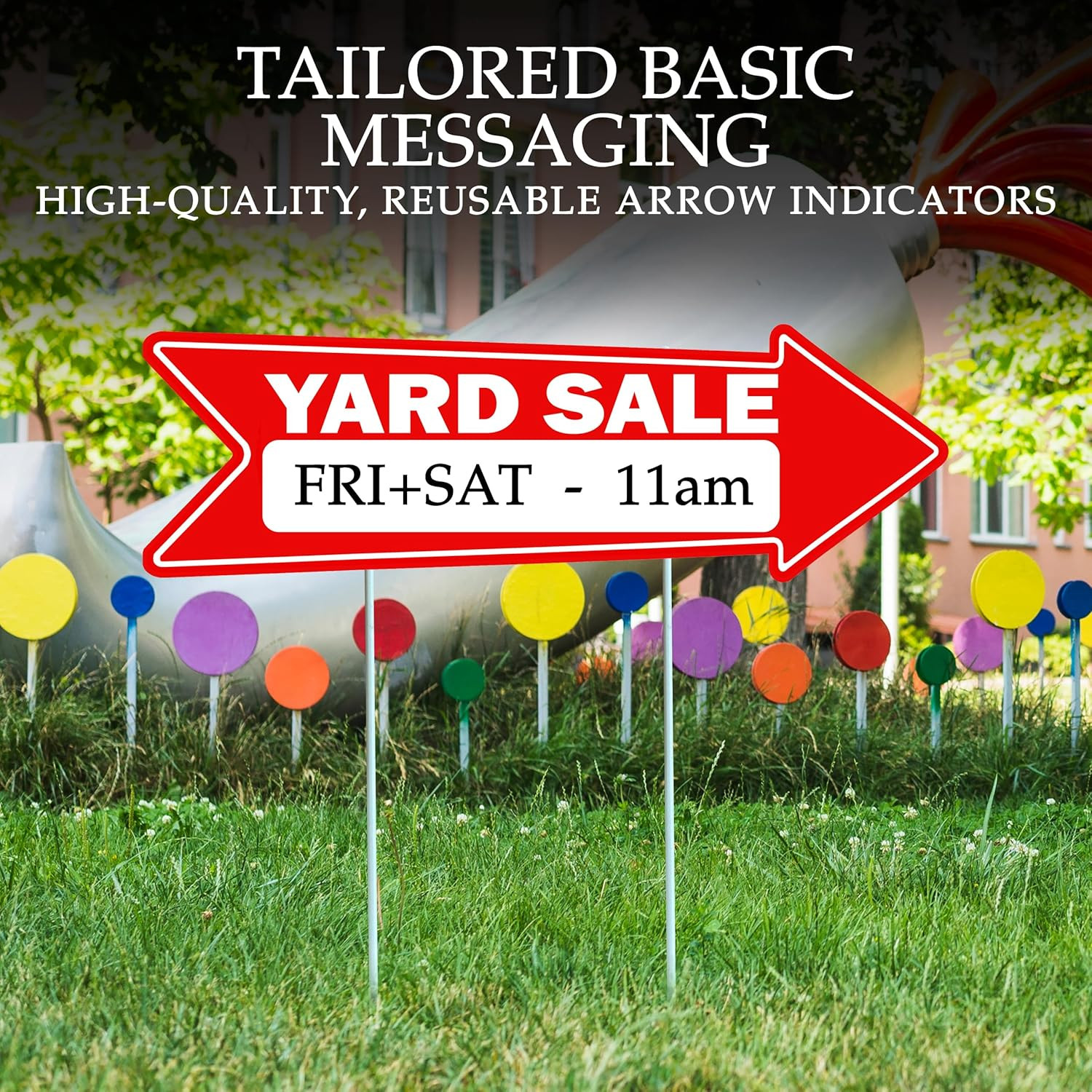 Yard Sale Arrows Yard Sign Double Sided with Stakes Large 16 Inch by 5 Inch Arro