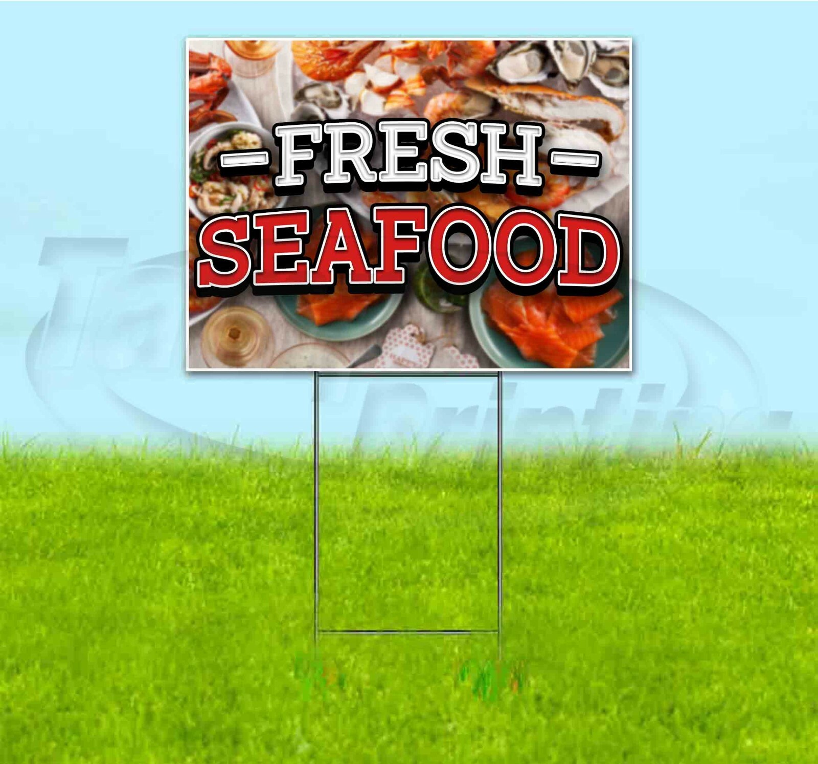 FRESH SEAFOOD 18×24 Yard Sign WITH STAKE Corrugated Bandit USA BUSINESS FOOD