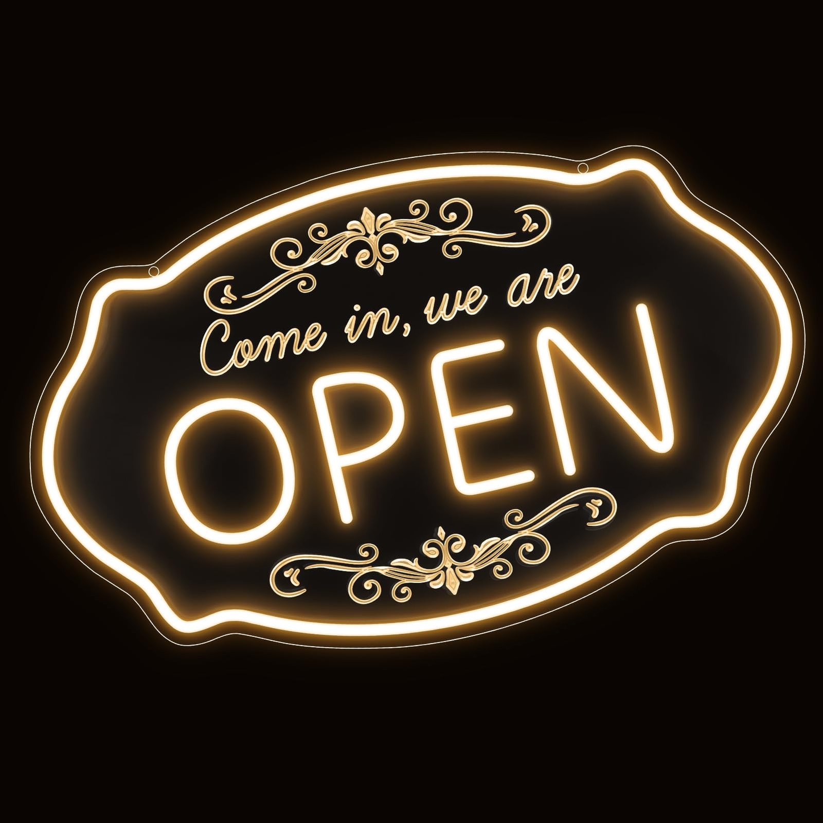 Bright LED Neon Open Sign – Adjustable Warm White Light for Business & Events