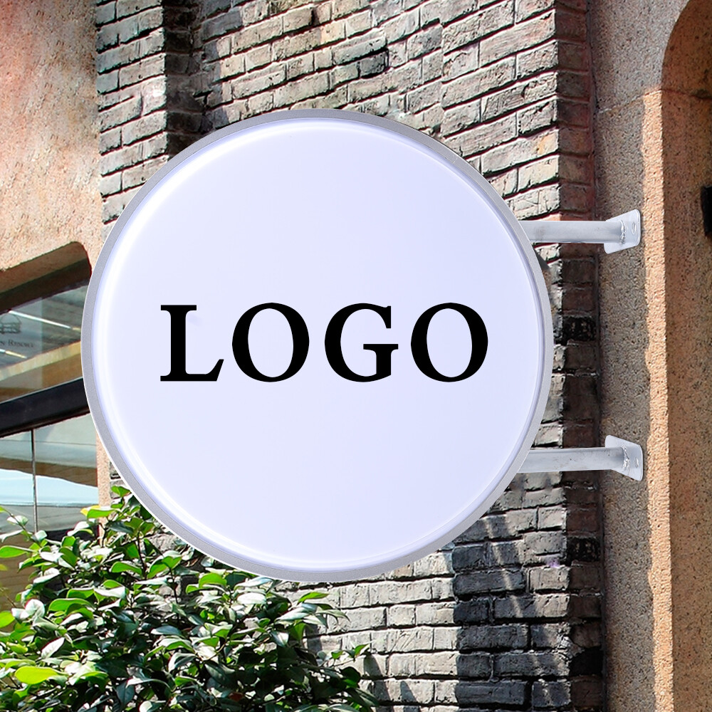 24&Prime; LED Double Sided Round Light Box Outdoor Sign Advertising Projecting Light