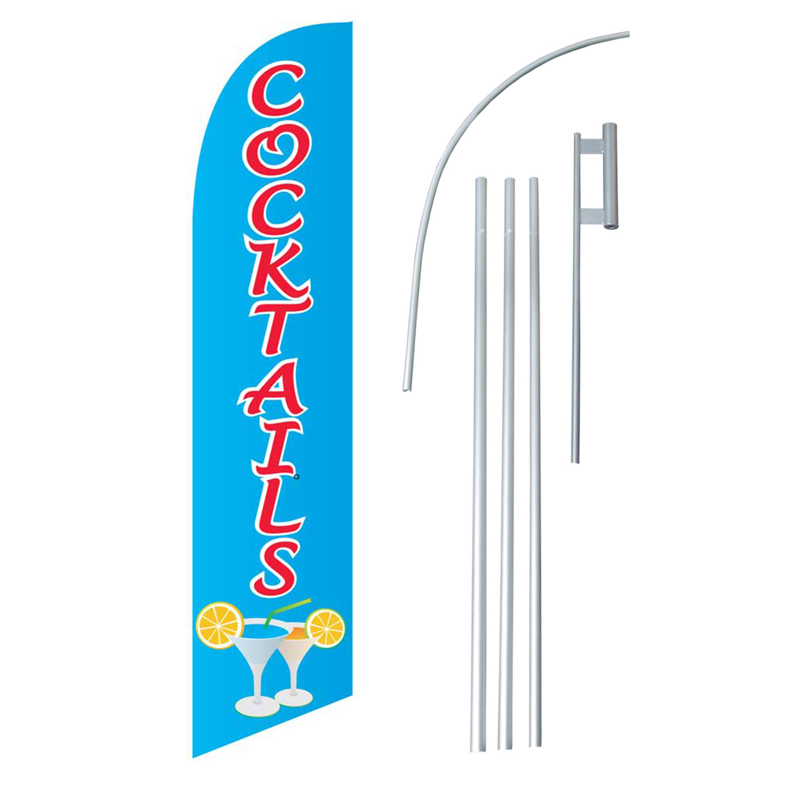 Cocktails Blue Red Windless Swooper Flag Bundle