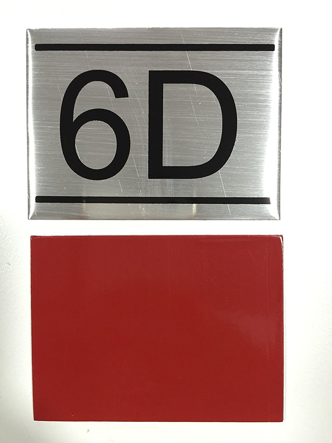 APARTMENT NUMBER SIGN -6D -BRUSHED ALUMINUM (2.25X3, Aluminium))