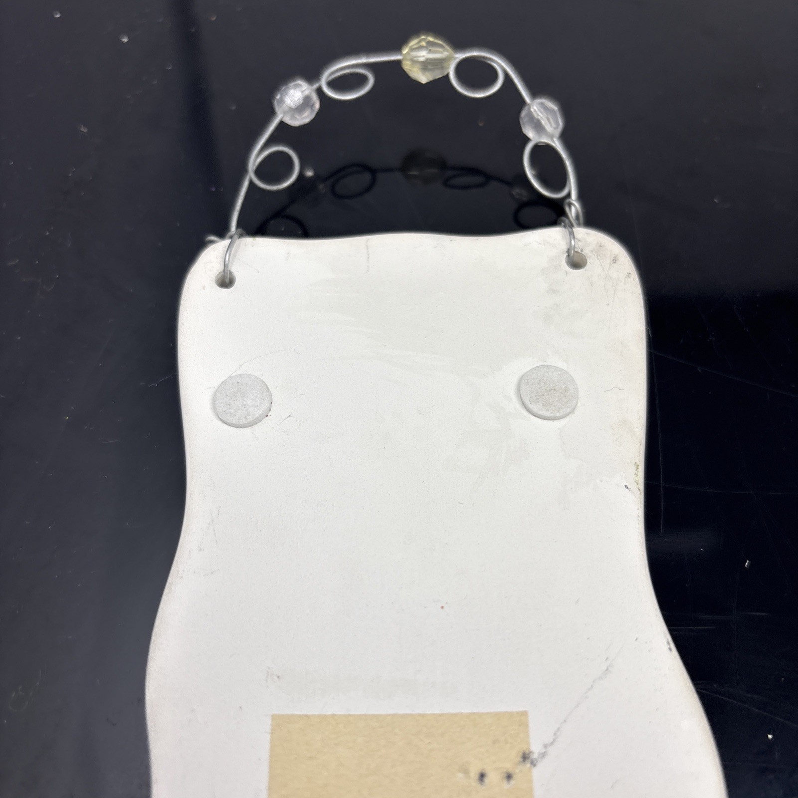 Glazed Ceramic Comical « My Job Is Secure… » Sign – Wire Hanger