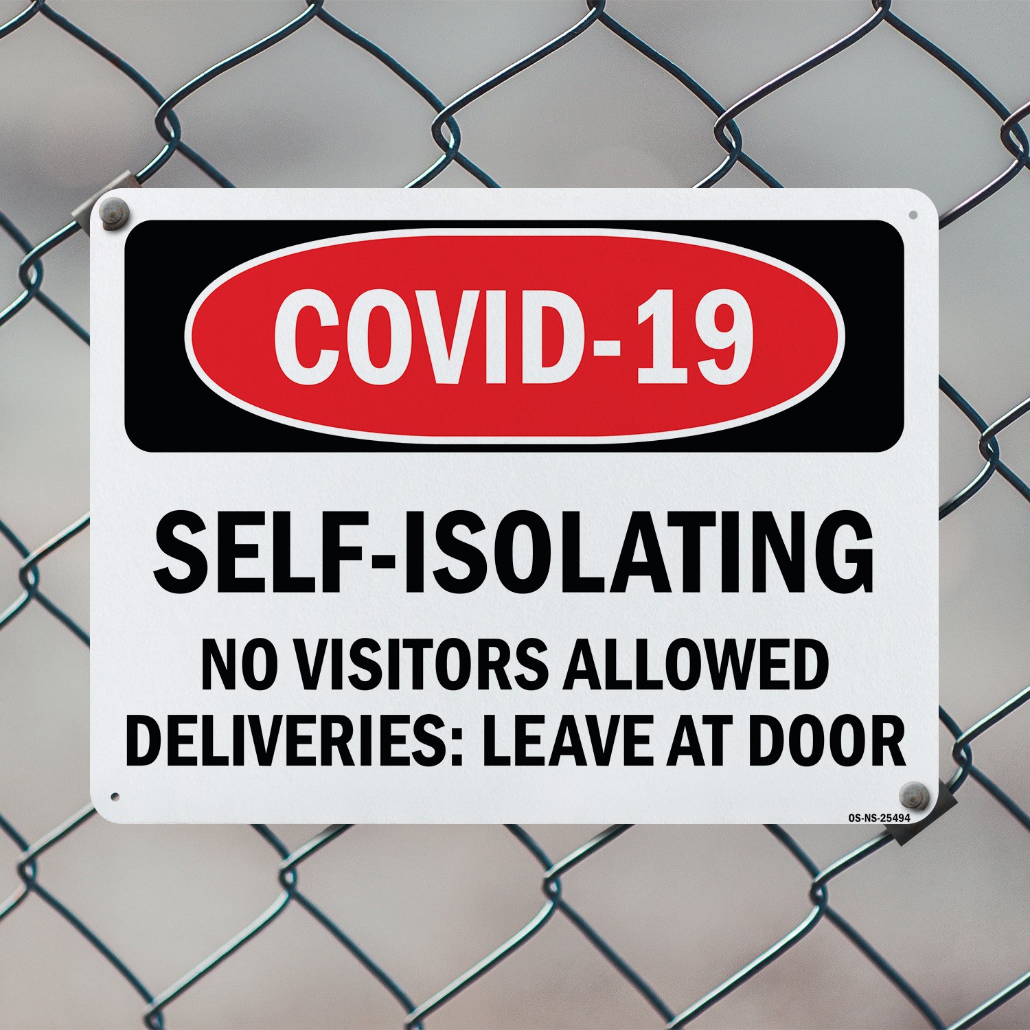 COVID-19 Self-isolating No Visitors Allowed Public Safety Sign, Decal 5/10 Pack