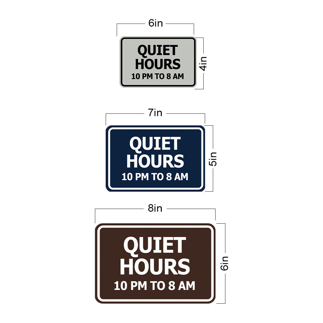 Signs ByLITA Classic Framed, Quiet Hours 10 pm to 8 am Wall or Door Sign