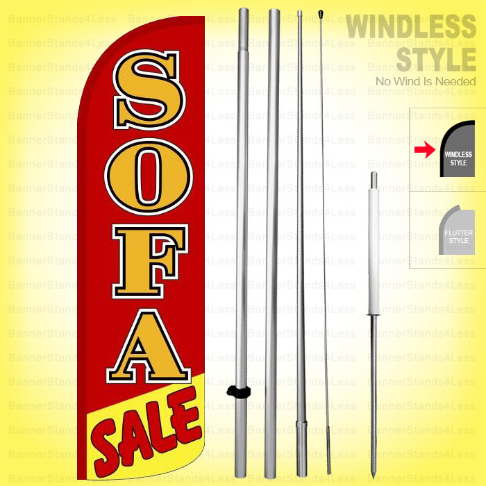 SOFA SALE – Windless Swooper Flag Kit 15&prime; Feather Banner Sign rq-h