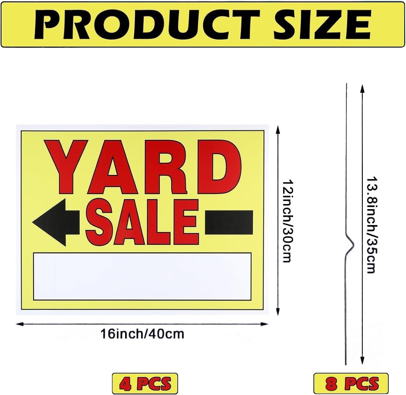 4-Pack Double-Sided Yard Sale Signs with Sturdy Stakes – 16×12 Inch Outdoor