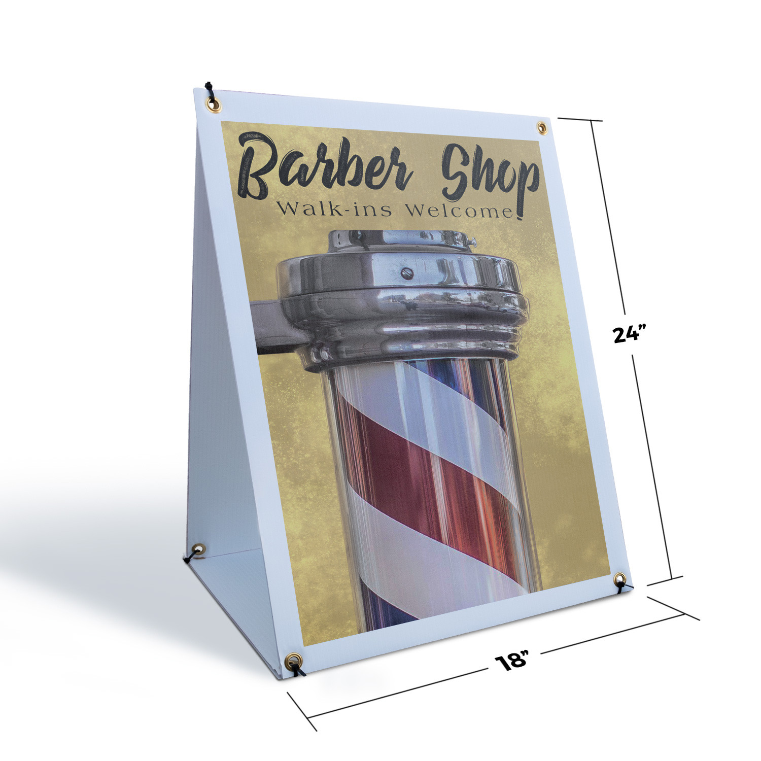 Barber Shop Walk Ins Welcome A-Frame Sidewalk Sign Hair Services Open Hours