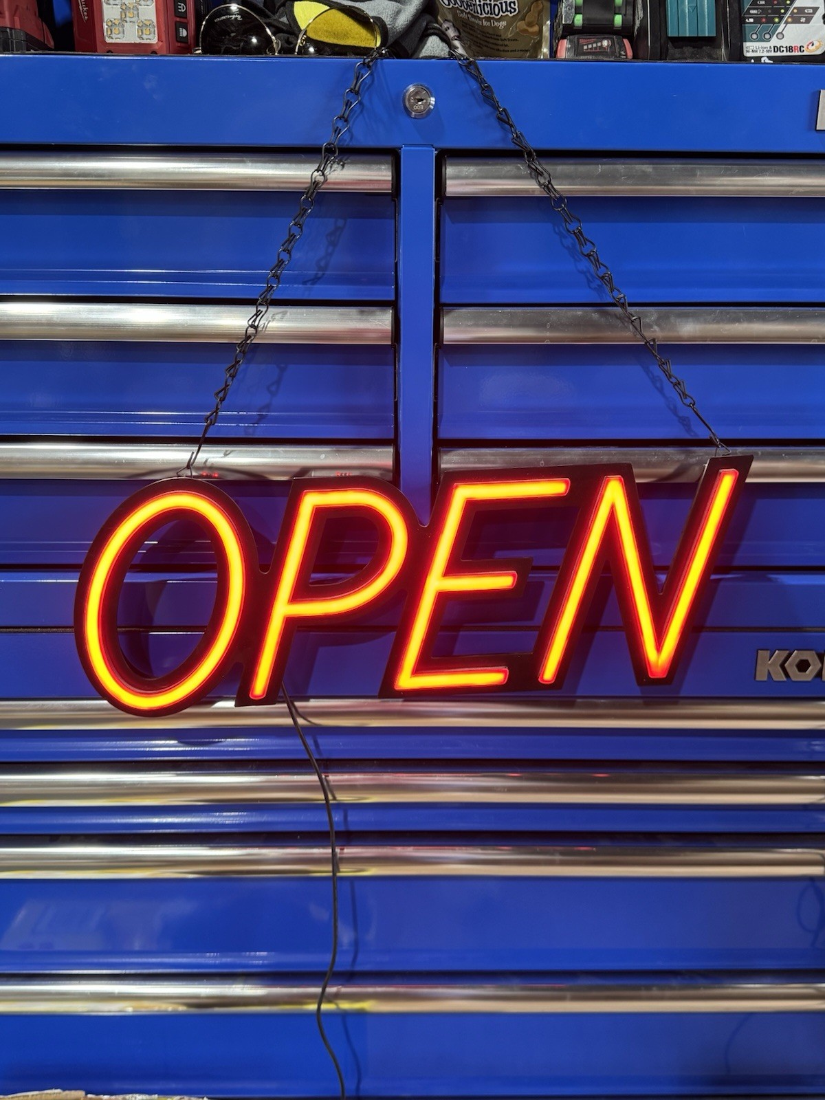 Optiva LED Signs Neon Store Window OPEN Sign w/Chain & Power Cord 22x8x2