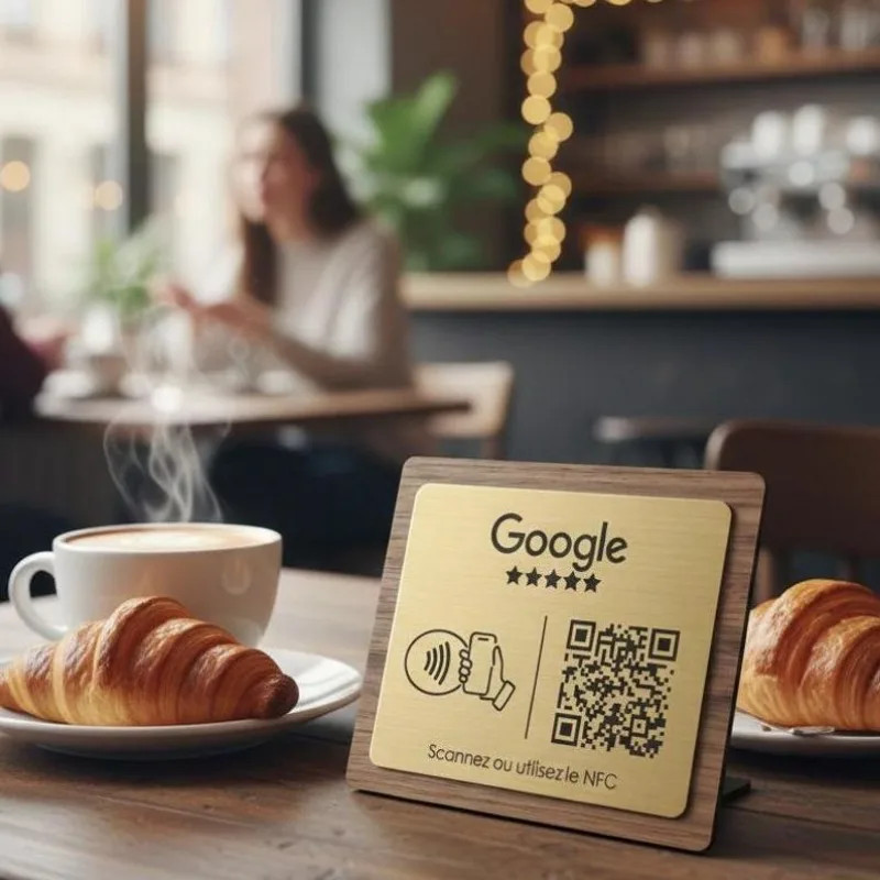 Personalized Engraved Wooden QR Code Easel (NFC) – Google Review Stand