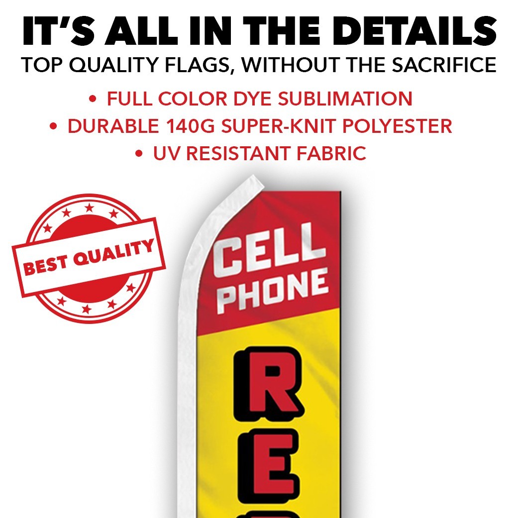 Cell Phone Repair Advertising Swooper Feather Flutter Flag YW/RD