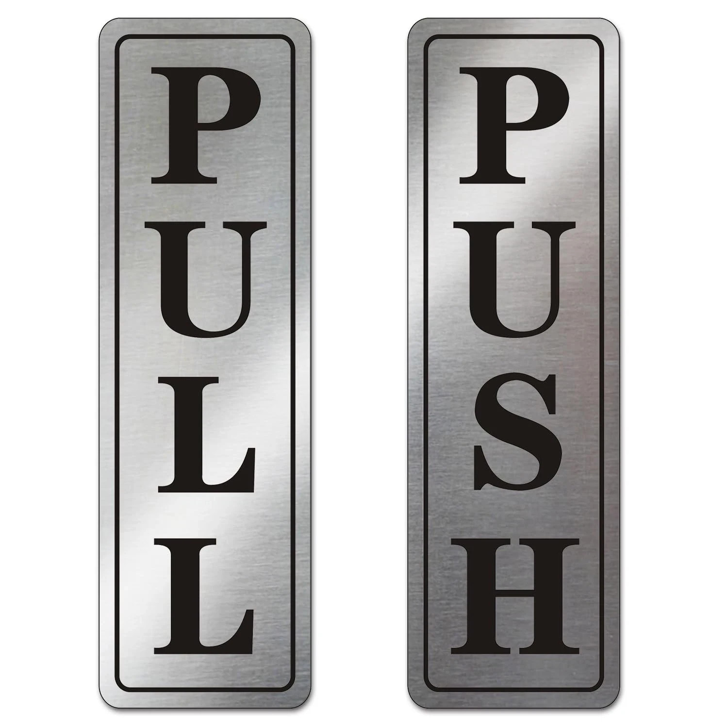 Metal Stainless Steel push pull signs for door,With Self Classic