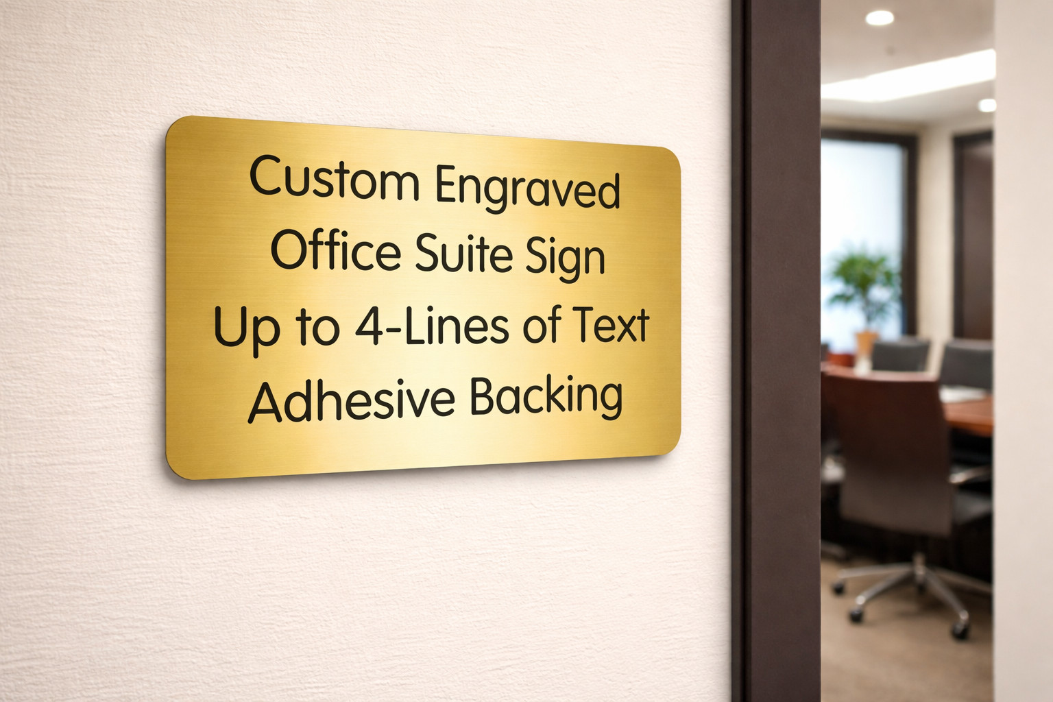 Custom Engraved 4×6 Brushed Gold Office Suite Sign ~ Small Business Wall Plaque