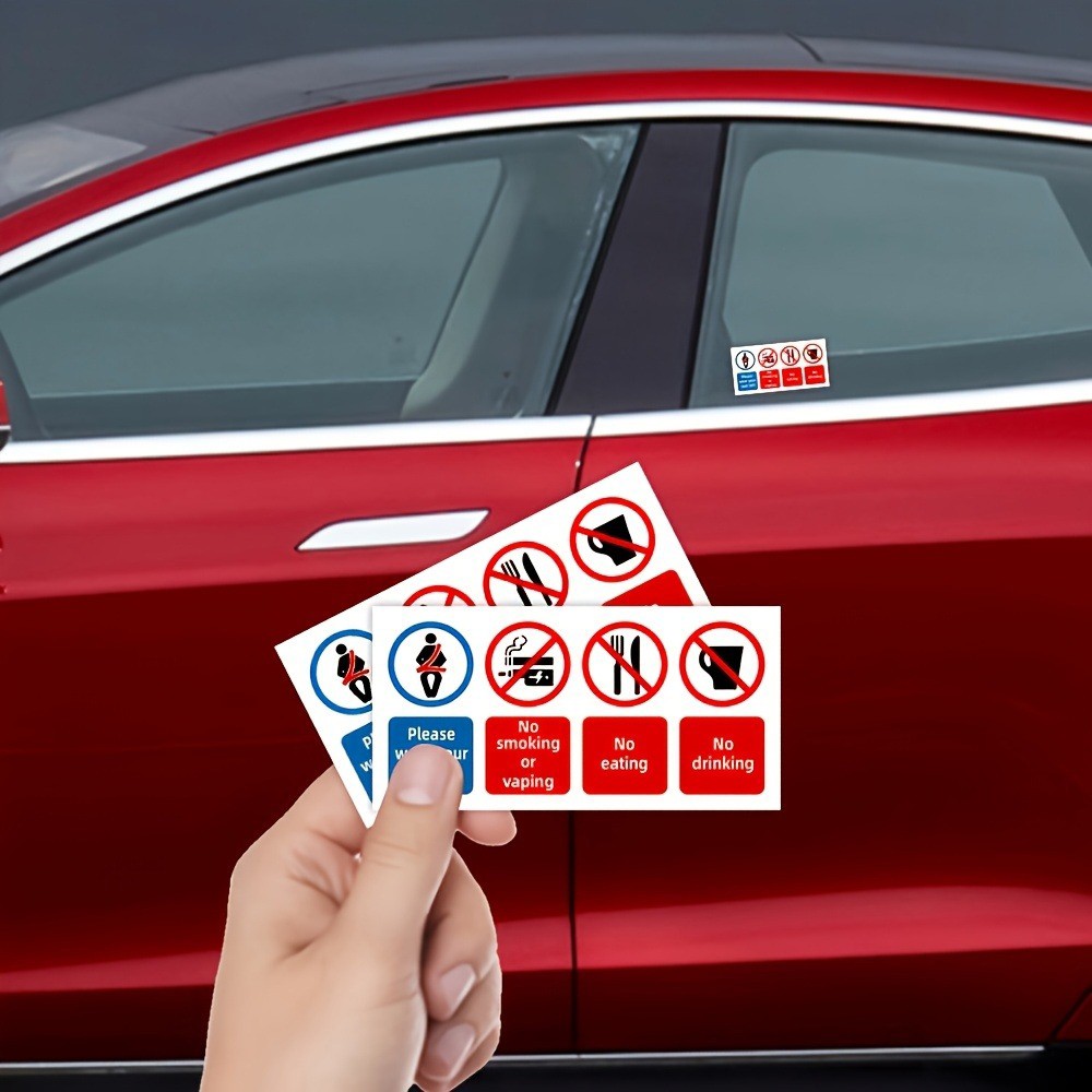 2x Matte PVC Car Sticker fits Rental Vehicles,Seat Belt Reminders,Vehicle Safety