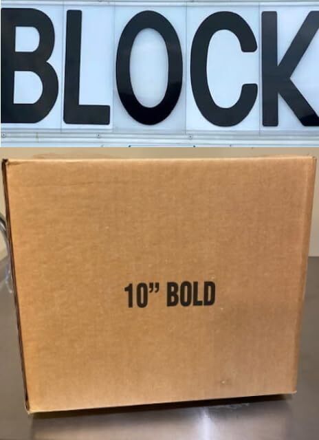 Changeable Outdoor Sign Flexible Letters – Block Style – 10&Prime; on 11&Prime; Black Letter