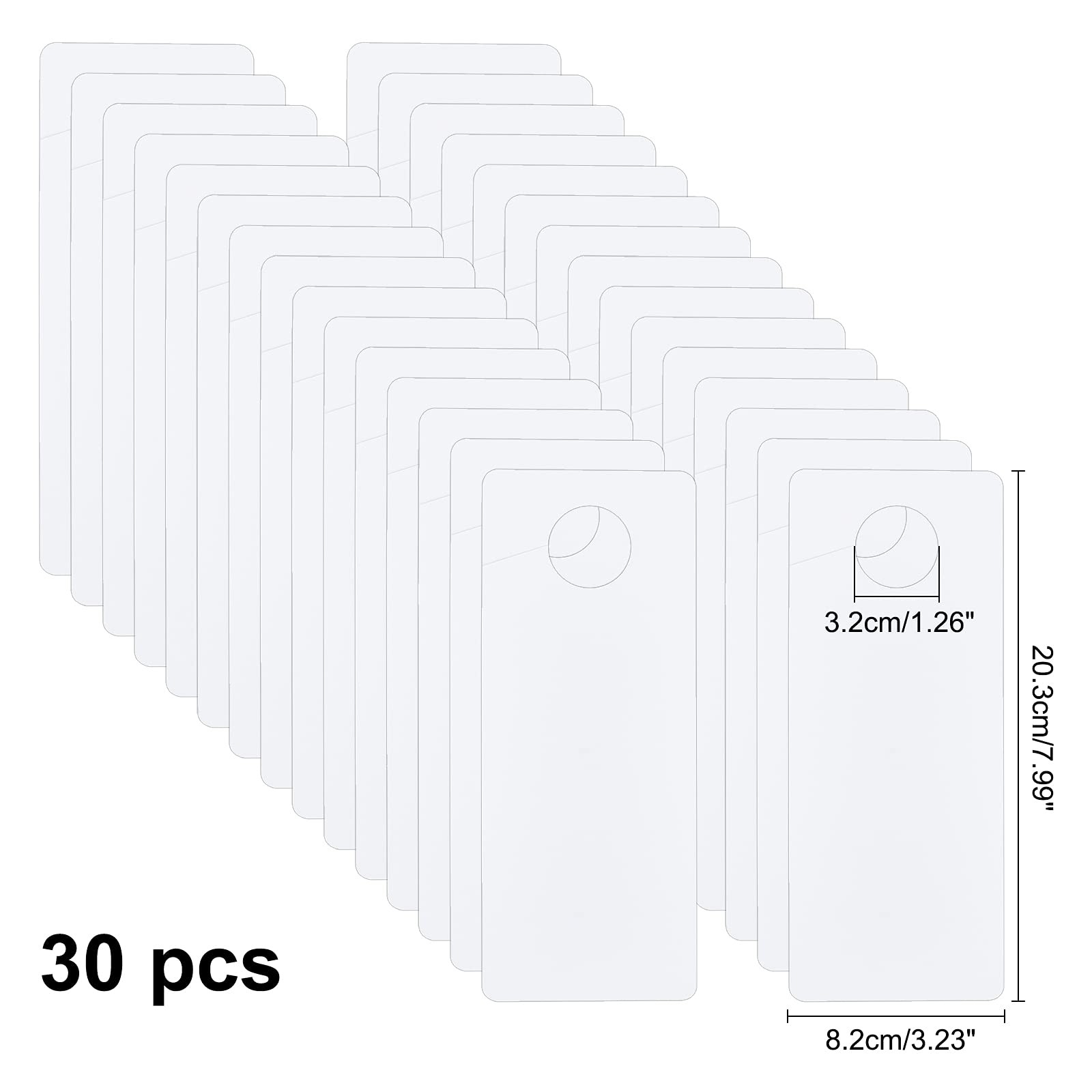 30 Pcs PVC Door Knob Hangers 8×3.23 inch Blank Door Signs to Write Your
