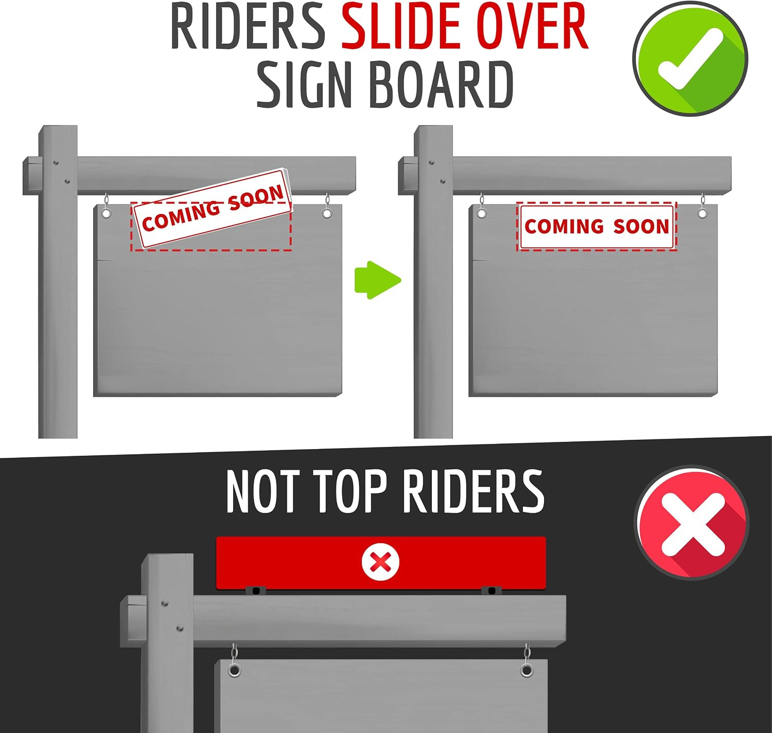 1PC – Coming Soon Real Estate Sign Riders Sleeves, 17&Prime; X 5&Prime;- Double Sided – PVC