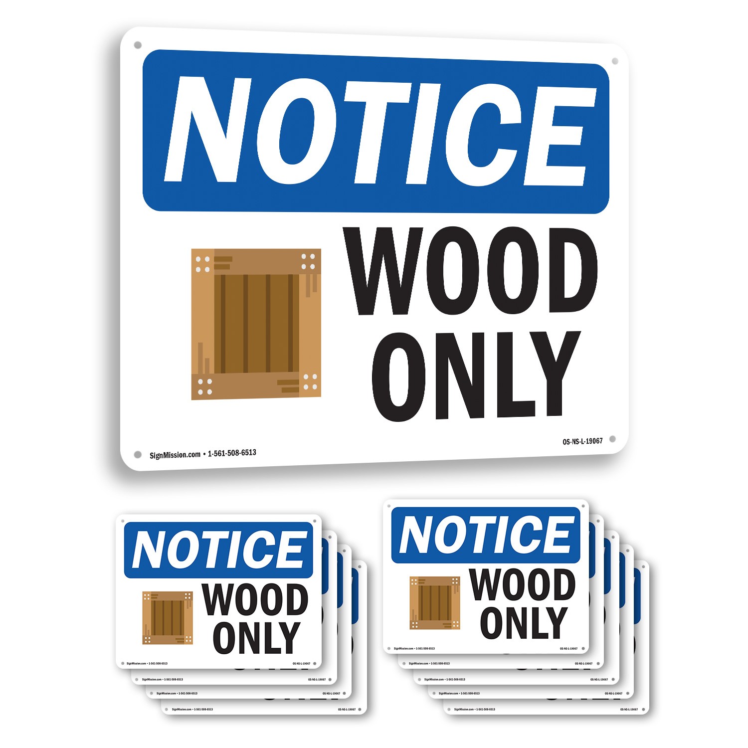 Wood Only OSHA Notice Sign Metal, Plastic, Or Decal – 5 or 10 Pack