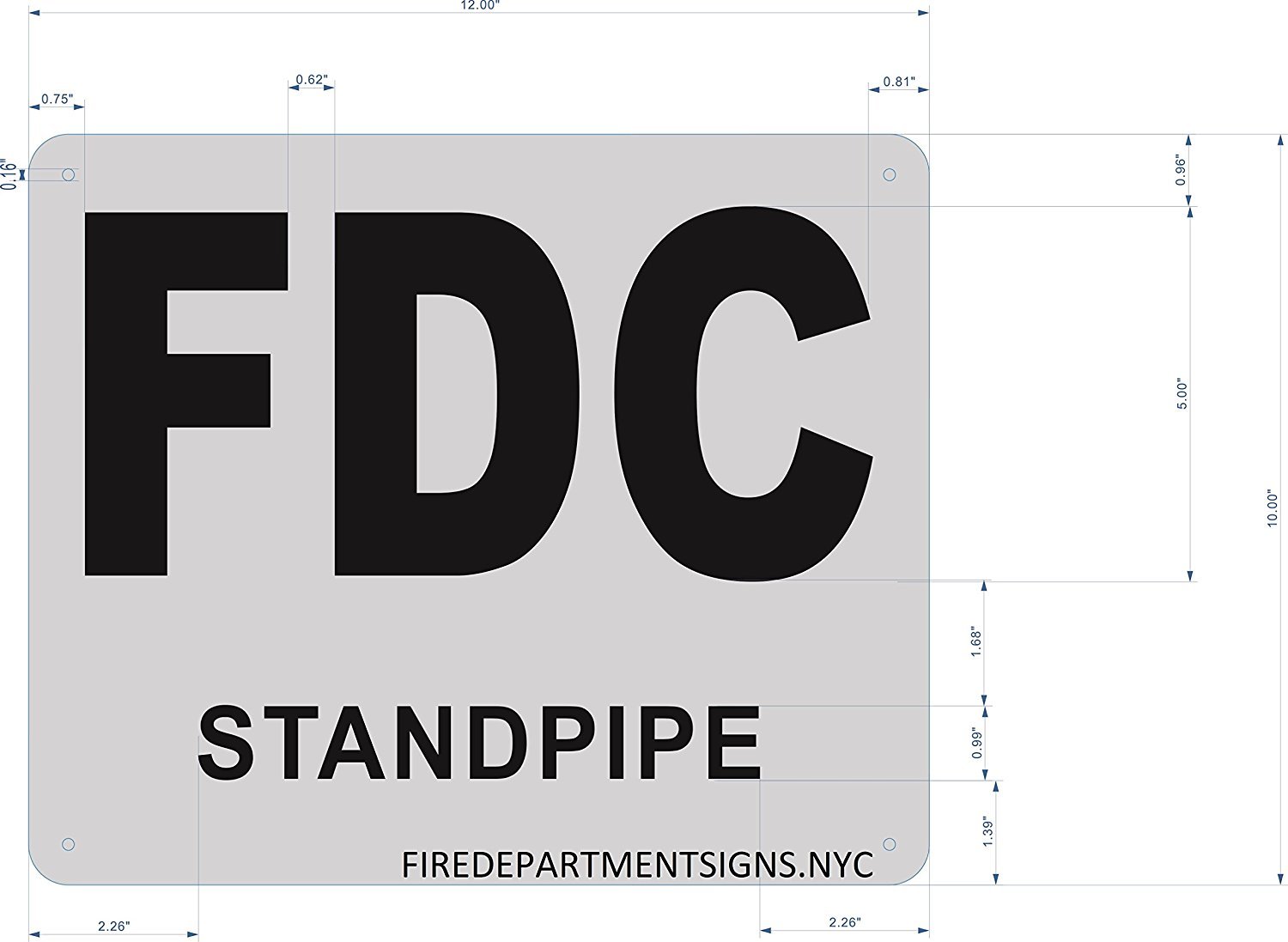 FDC Standpipe Sign – (Brushed Aluminium, 10×12) Potere d&rsquo;argento Line-REF24-1027