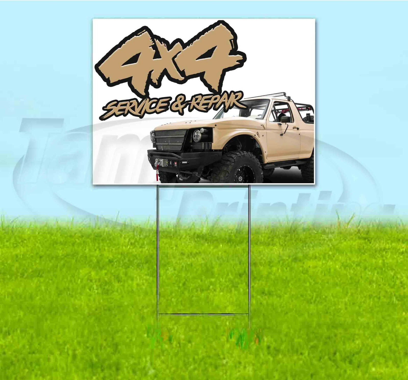 4X4 SERVICE AND REPAIR 18×24 Yard Sign WITH STAKE Corrugated Bandit USA BUSINESS