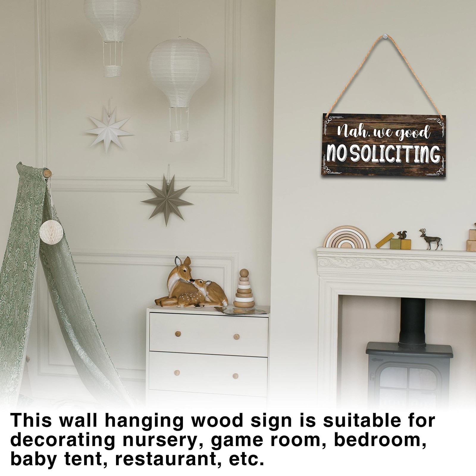 Ycyfckdr No Soliciting Wooden Sign, 5×10 Inches, Brown, Rustic, Hanging Sign,…