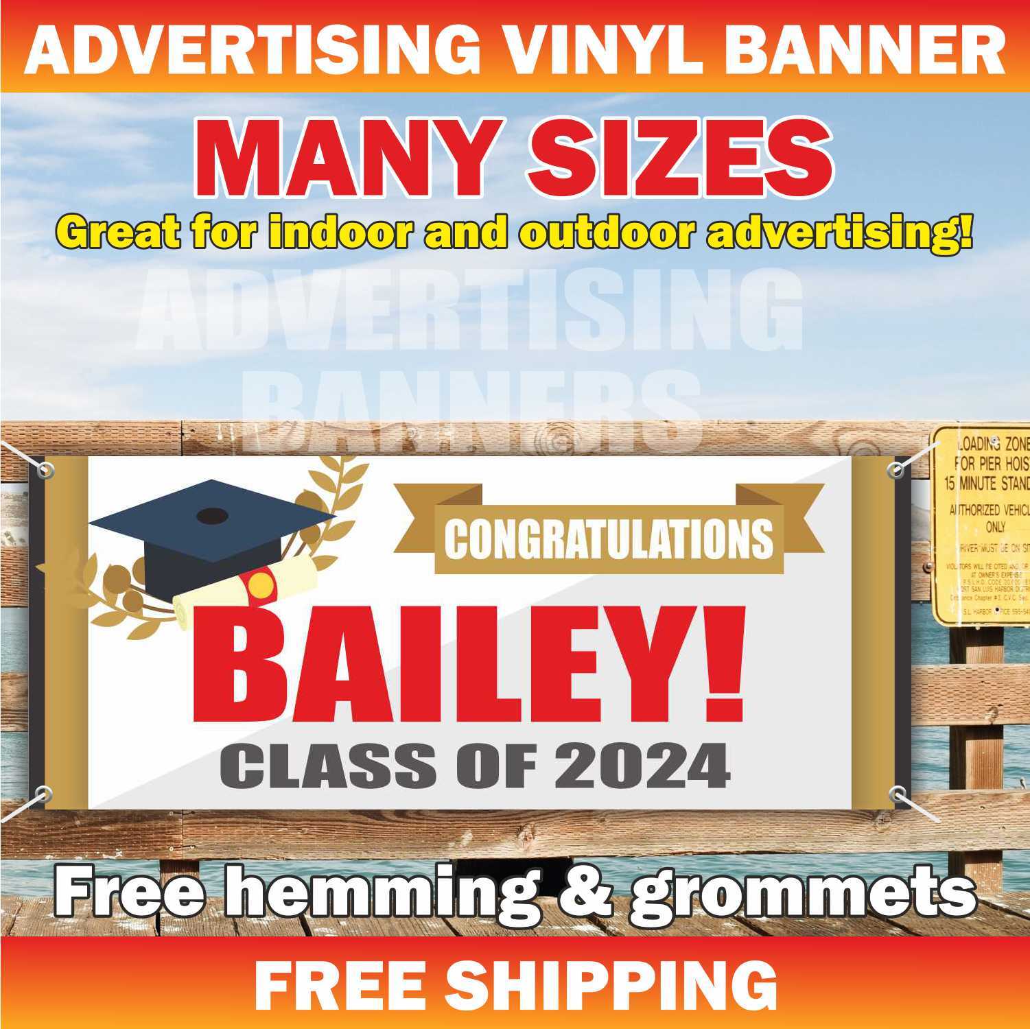 CLASS OF 2024 Advertising Banner Vinyl Mesh Sign School University Graduate