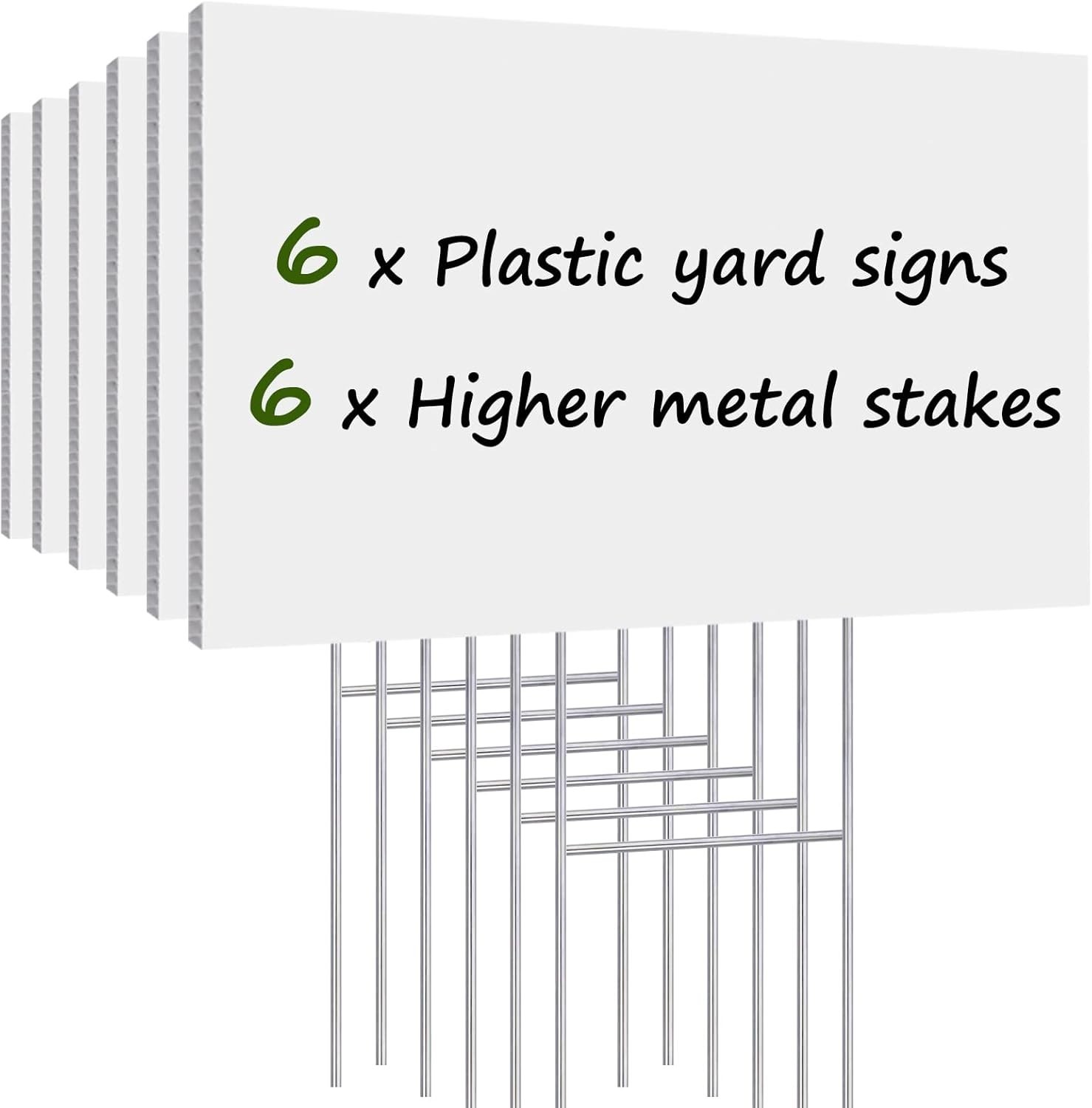 6 Pack Lawn Signs with Stakes 17×12 Inch Corrugated Plastic Custom Double Sid…