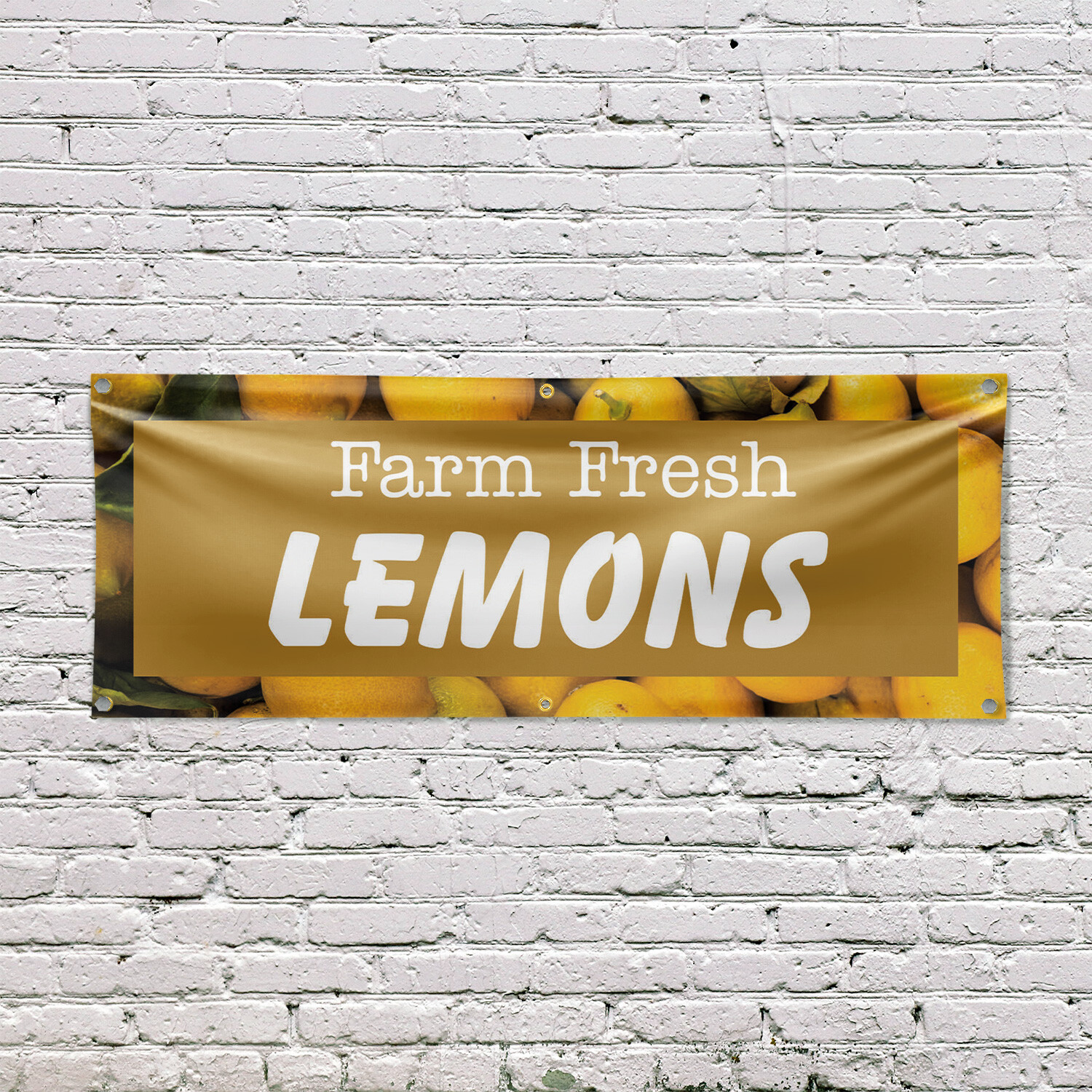 Farm Fresh Lemons Vinyl Banner Sign with Metal Grommets Heavy-Duty Single-Sided