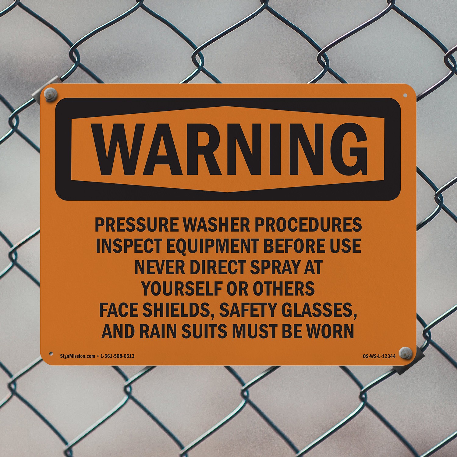 Pressure Washer Procedures Inspect Equipment OSHA WARNING Sign, Decal 5/10 Pack