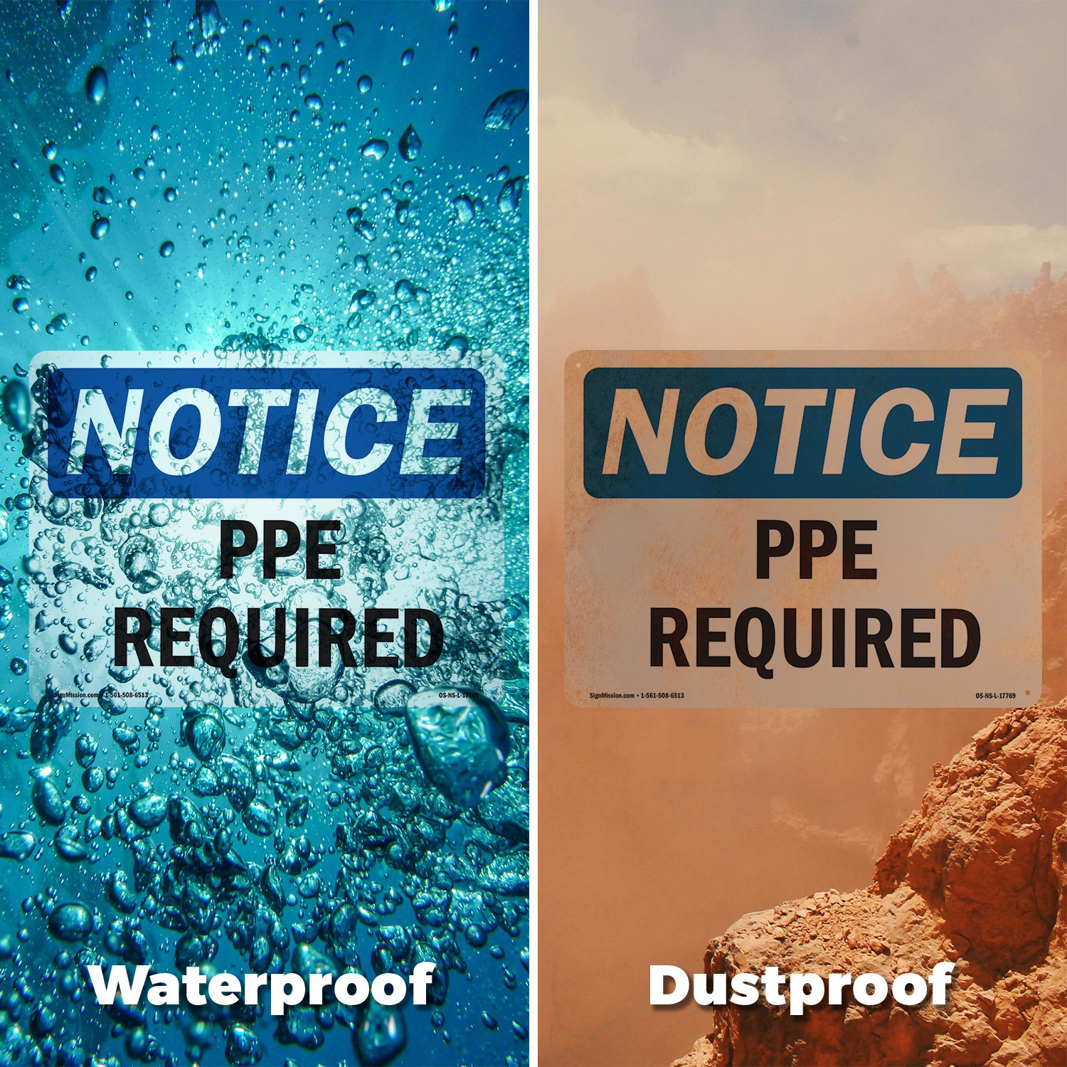 PPE Required OSHA Notice Sign Metal, Plastic, Or Decal – 5 or 10 Pack