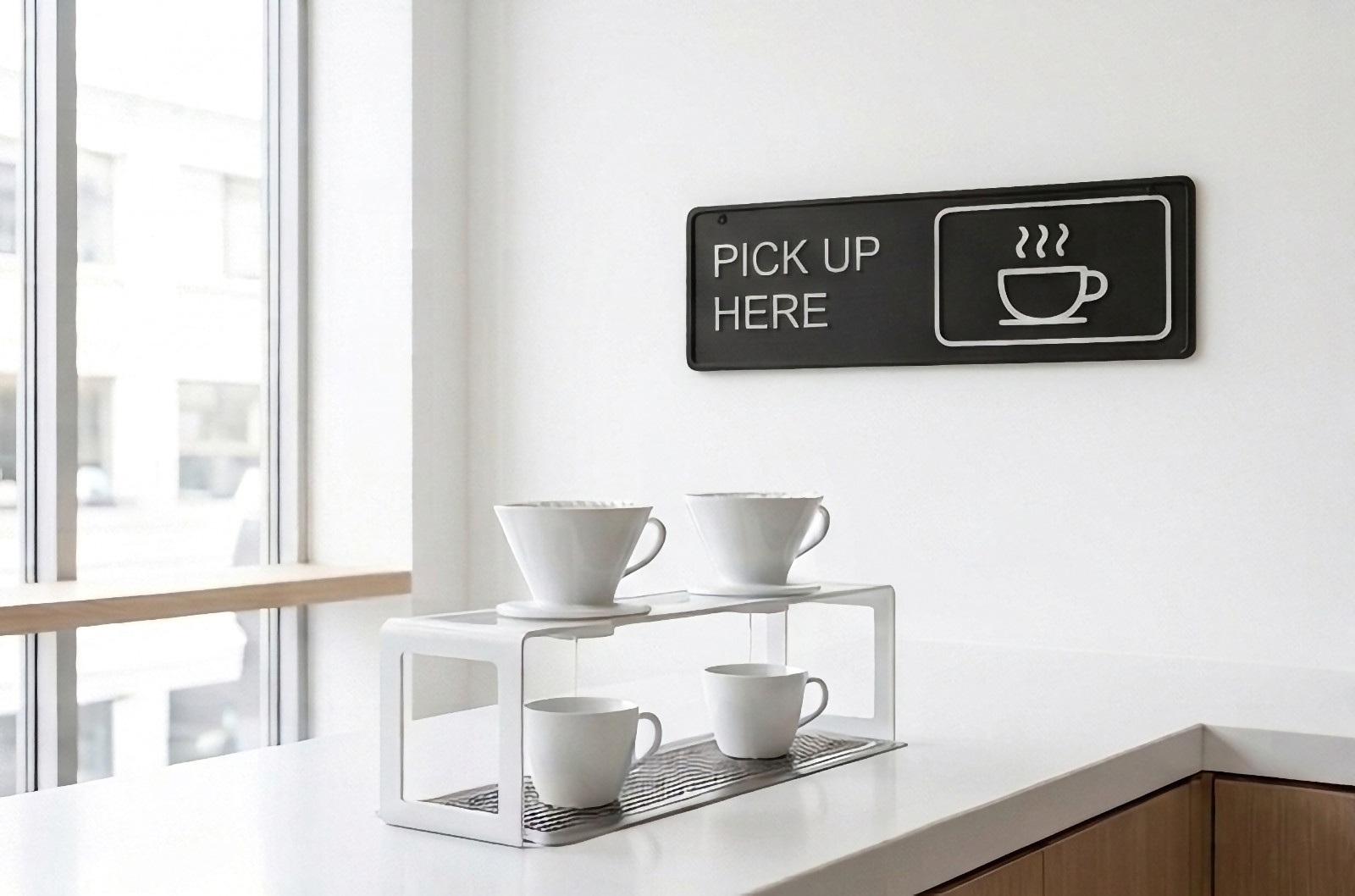 COMBO! « Order Here » & « Pick Up Here » Dual Sign Set – Minimalist Coffee Shop