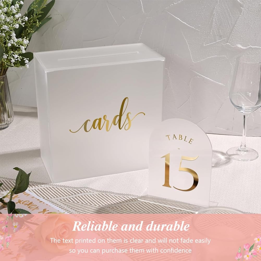 Wedding Table Numbers 115 Frosted Arch 5×7 Acrylic Gold Foil Print Holder