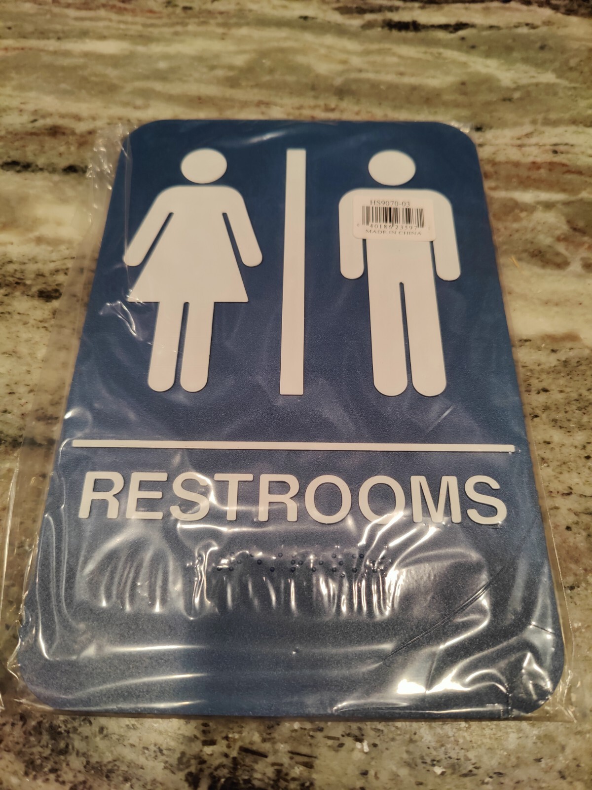 Don-Jo HS-9070-03 Unisex Mens Womens Restroom Sign Braille A.D.A Blue