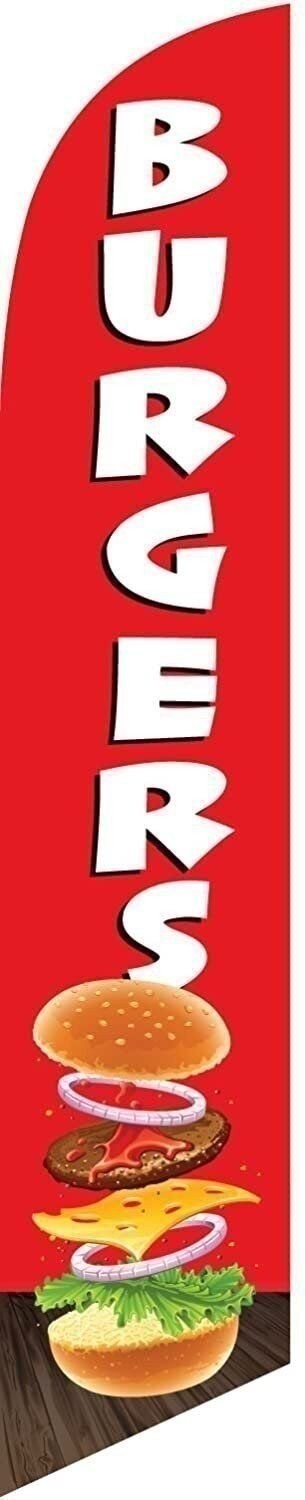 Burgers Feather Banner Swooper Flag Sign, Replacement Flag Only