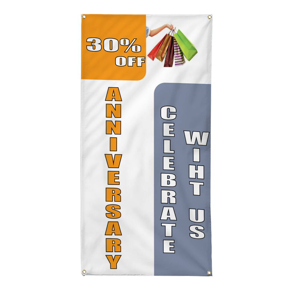 Vertical Vinyl Banner Multiple Sizes Anniversary Celebrate with Us 30% off