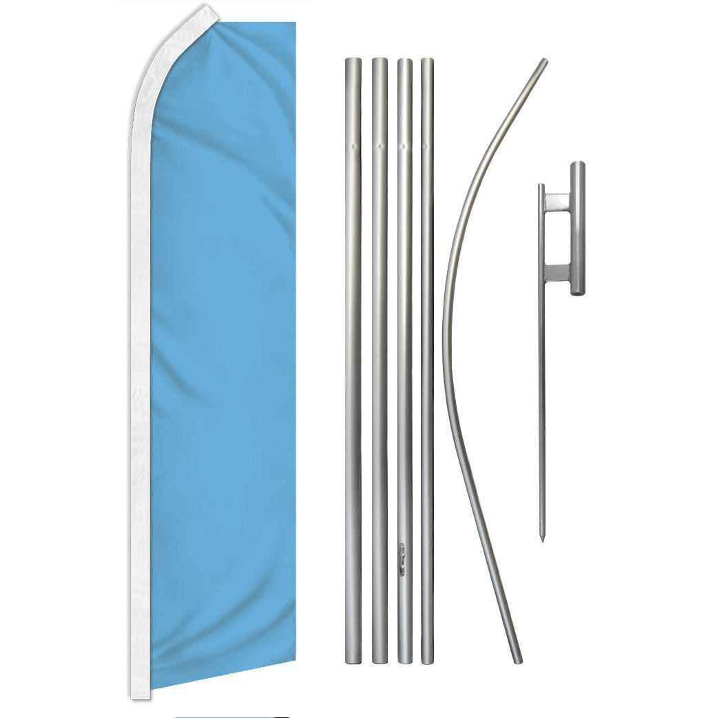 « LIGHT BLUE » Advertising Super Flag & Pole Kit solid color blank azul clara