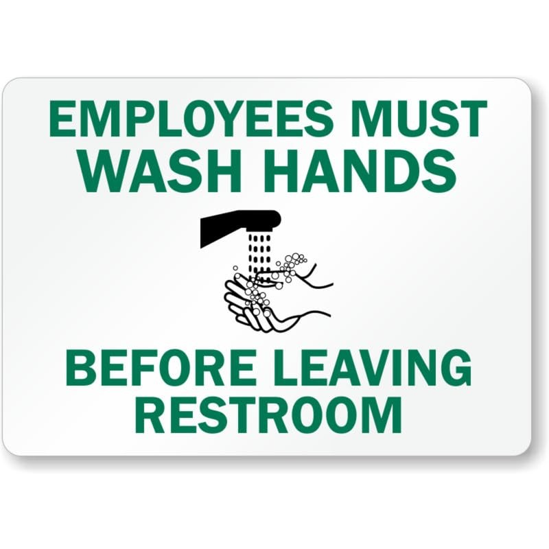 Employees Wash Hands Aluminum Weatherproof Sign b01459