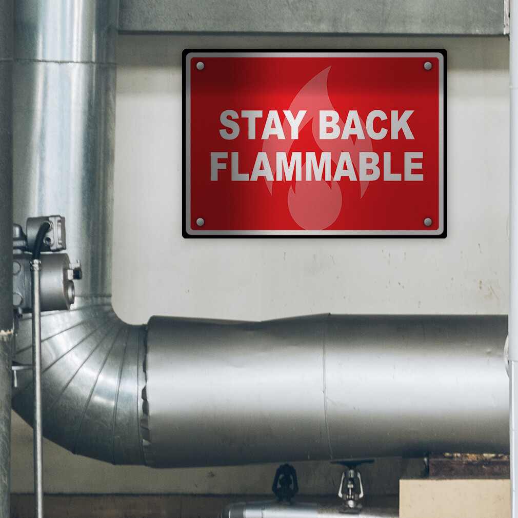 Horizontal Metal Sign Stay Back Flammable Weatherproof Street Signage