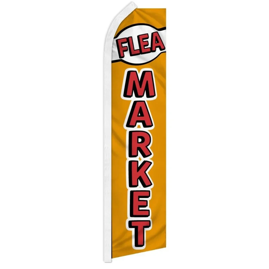 Flea Market Swooper Flutter Feather Advertising SwapMeet Thrift Shop Banner Flag