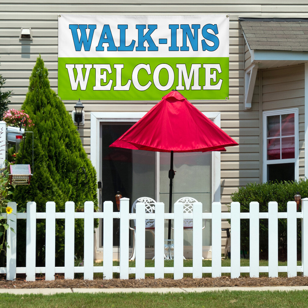 Vinyl Banner Multiple Sizes Walk-Ins Welcome Business Advertisement Business