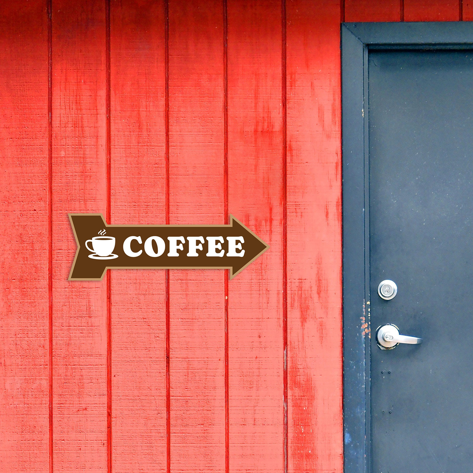 Arrow Shape Coffee 12×4&Prime; Wall or Door Sign | Funny Home Decor | Shop Décor
