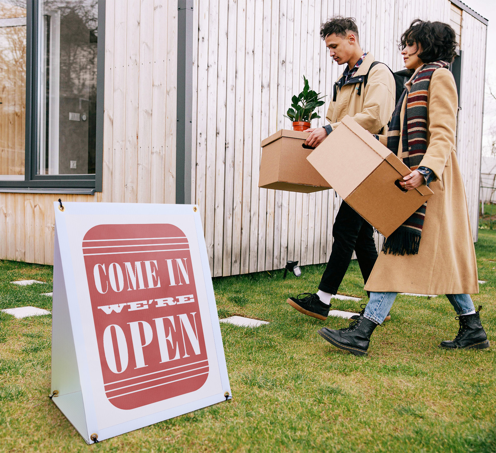 Come In We Are Open A-Frame Sidewalk Sign Business Signage Clear Messaging